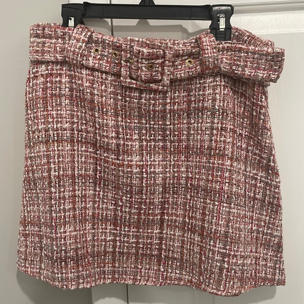 Zara pink tweed mini skirt with belt